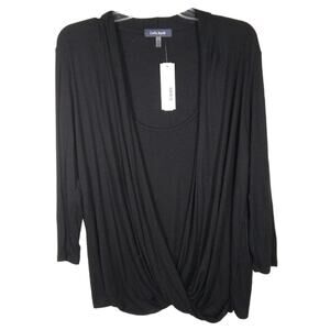 NWT Laila Jayde Dorsi Front Drape Ribbed Top Black size 1X